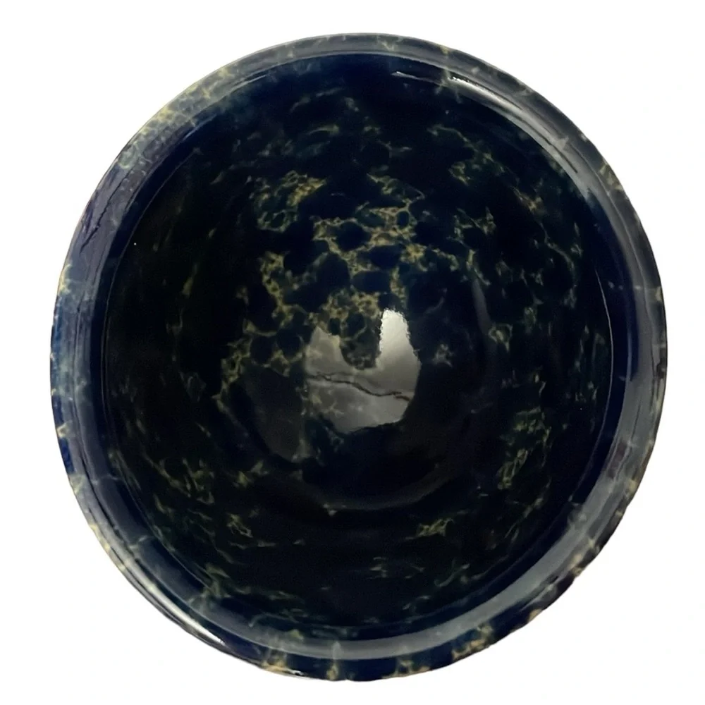 Bennington Potters 1875 Vermont Splatter Cobalt Blue 4 Inch Tall Vintage Bowl